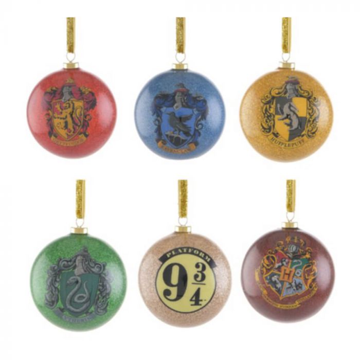 Harry Potter Christmas <br> Glitter Baubles Hogwarts (Set of 6)