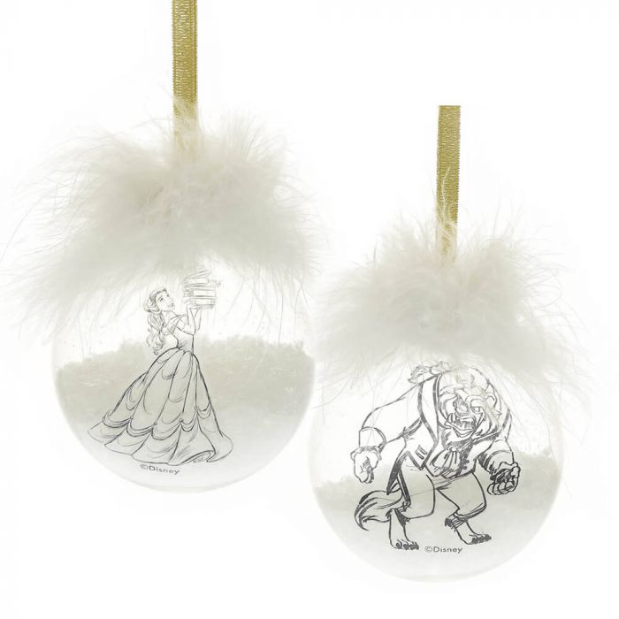 Disney Christmas <br> Bauble Set of 2 <br> Belle & Beast