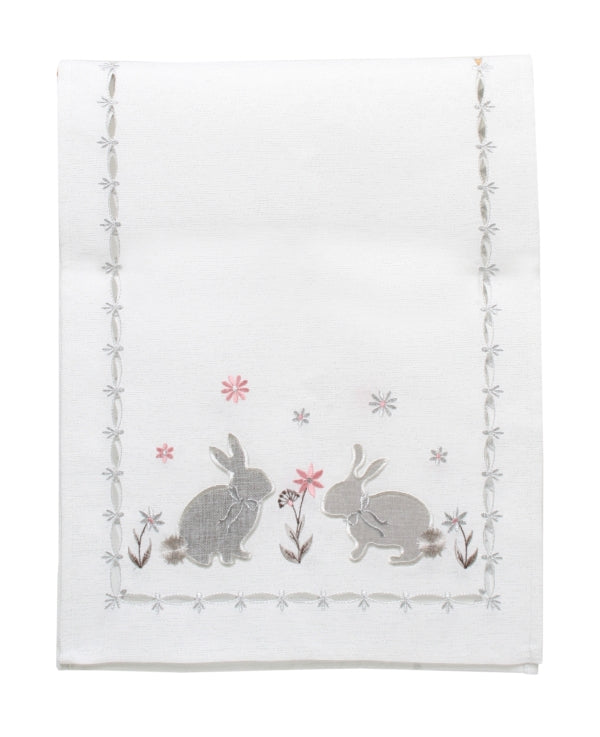 Table Runner <br> White Runner with Silver Bunny (174cm)