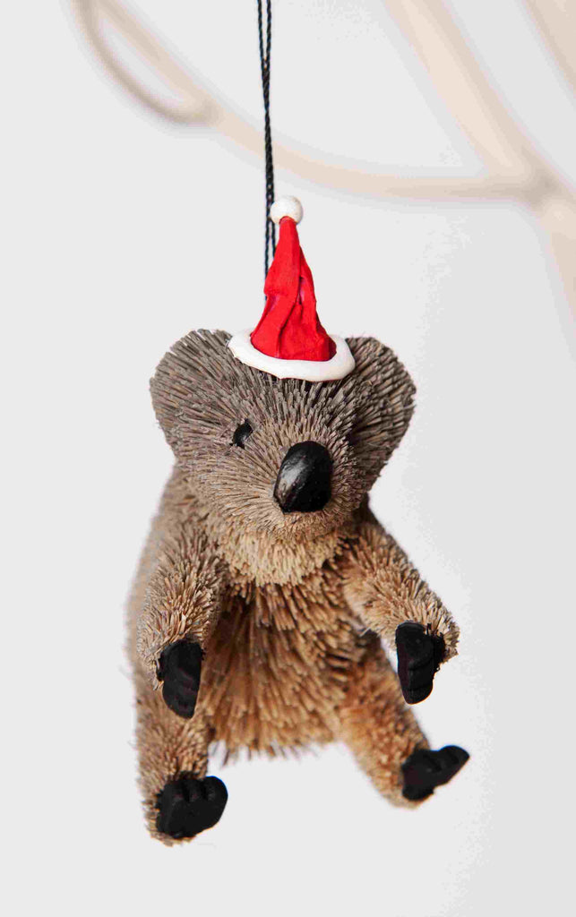 Bristlebrush Designs <br>  Hanging Ornament <br> Koala with Santa Hat