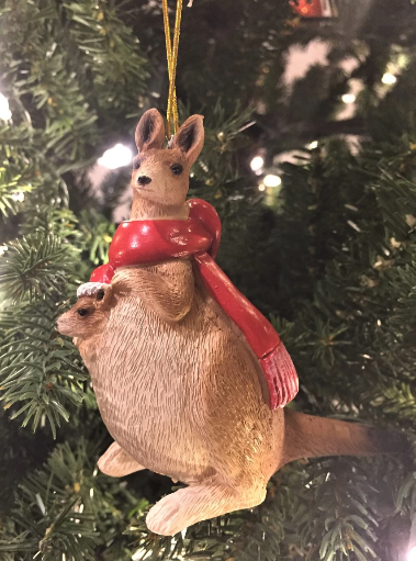 Bristlebrush Designs <br> Kangaroo Christmas Tree Ornament (with Joey and Scarf)