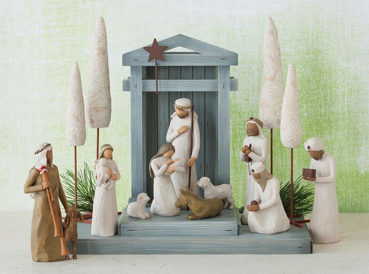 Born Scene Willow-Tree - Lot de 3 crèches en résine - Naissance Belen - Crèche de Noël avec figurines - Crèche en résine - Décoration (D-3 pièces Born Scene Willow-Tree - Lot de 3 crèches en résine - Naissance Belen - Crèche de Noël avec figurines - Crèche en résine - Décoration (D-3 pièces