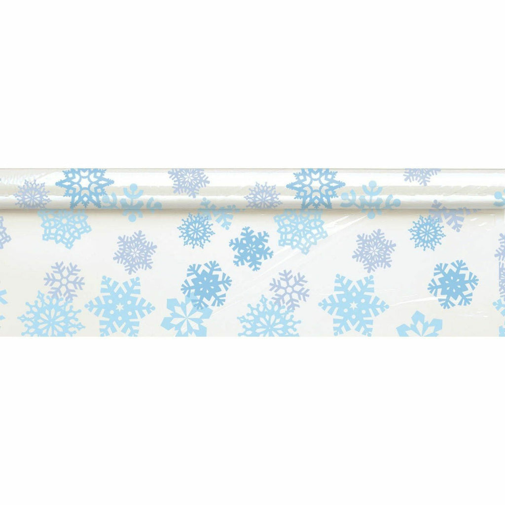 SALE - 30% OFF <br> White Snowflake Plastic Table Cover Roll - 30m