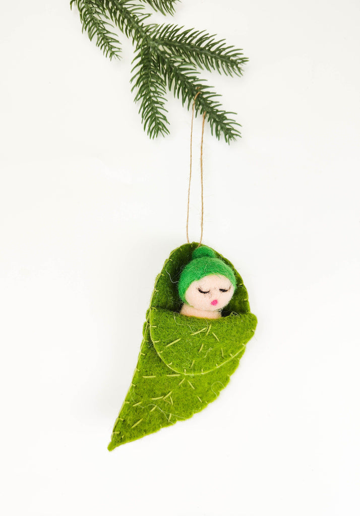 May Gibbs Christmas <br> Gumnut Baby in Leaf Hanging Decoration