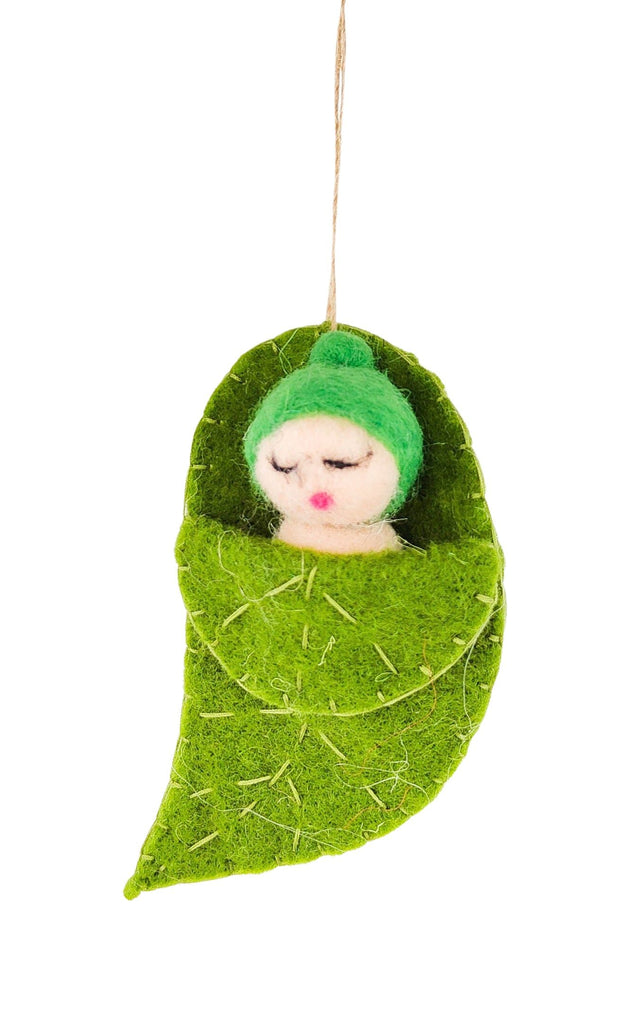 May Gibbs Christmas <br> Gumnut Baby in Leaf Hanging Decoration