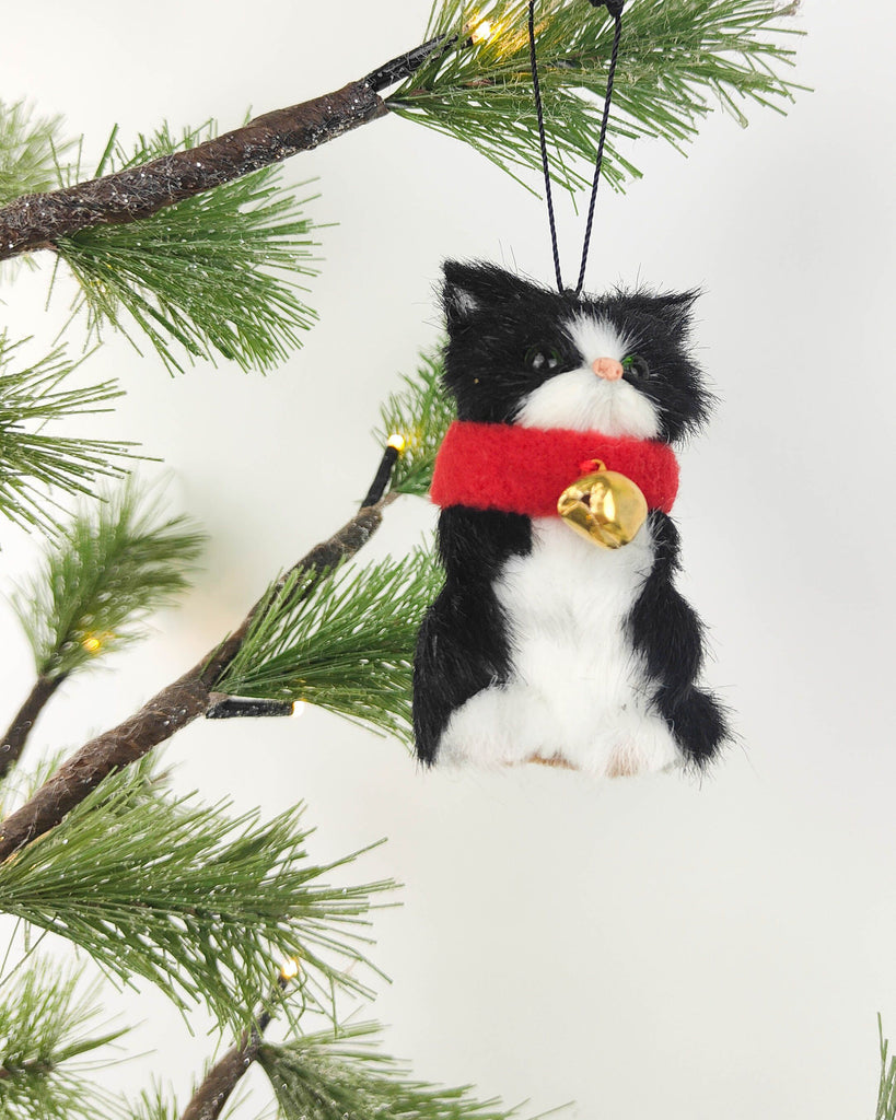 Cat with Bells Black <br> Hanging Decoration