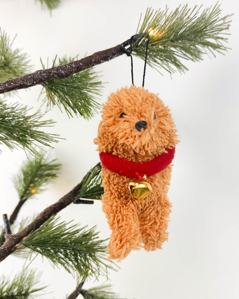 Dog with Bells Brown <br> Hanging Decoration