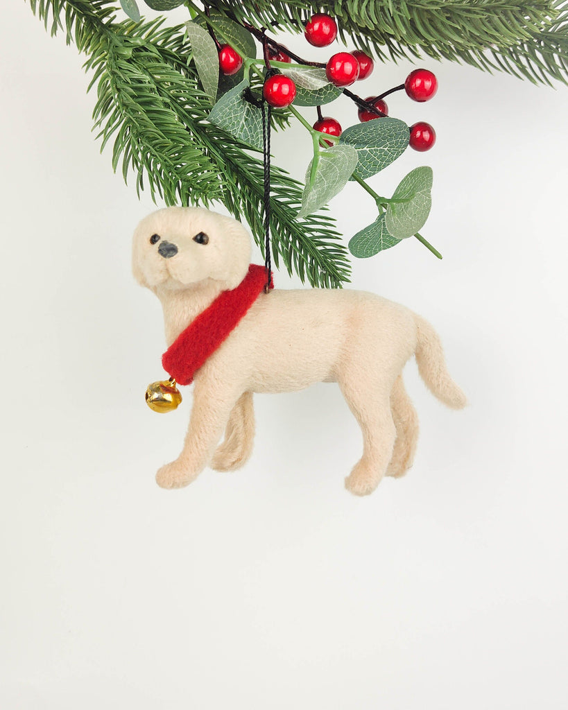 Dog with Bells Golden <br> Hanging Decoration