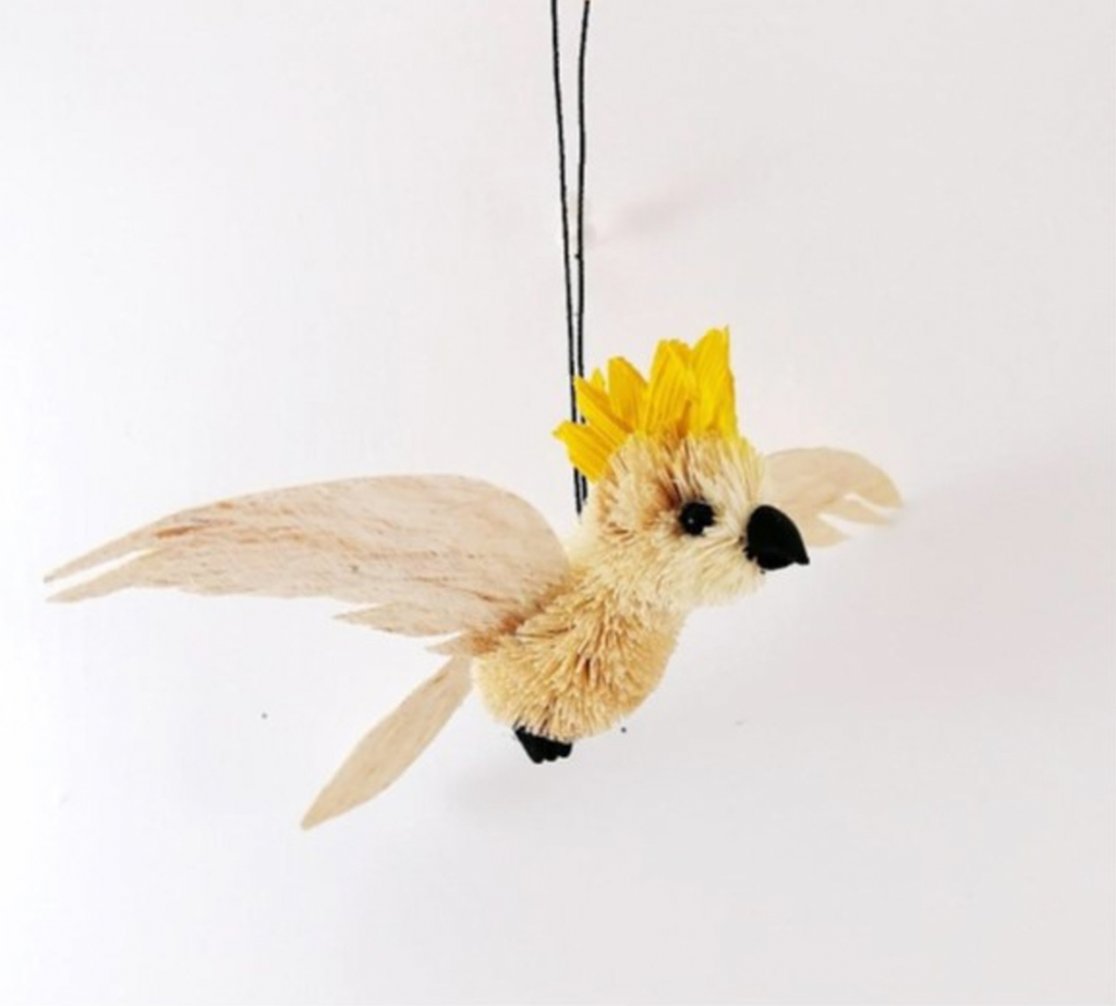 Bristlebrush Designs <br> Hanging Ornament <br> Cockatoo With Wings